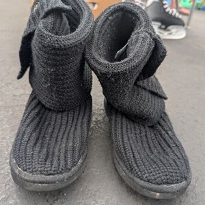 Cozy Black Knit Kids Boots